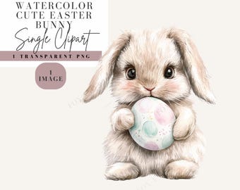 Easter Bunny Clipart PNG – Watercolor Rabbit, Transparent Background, Commercial Use