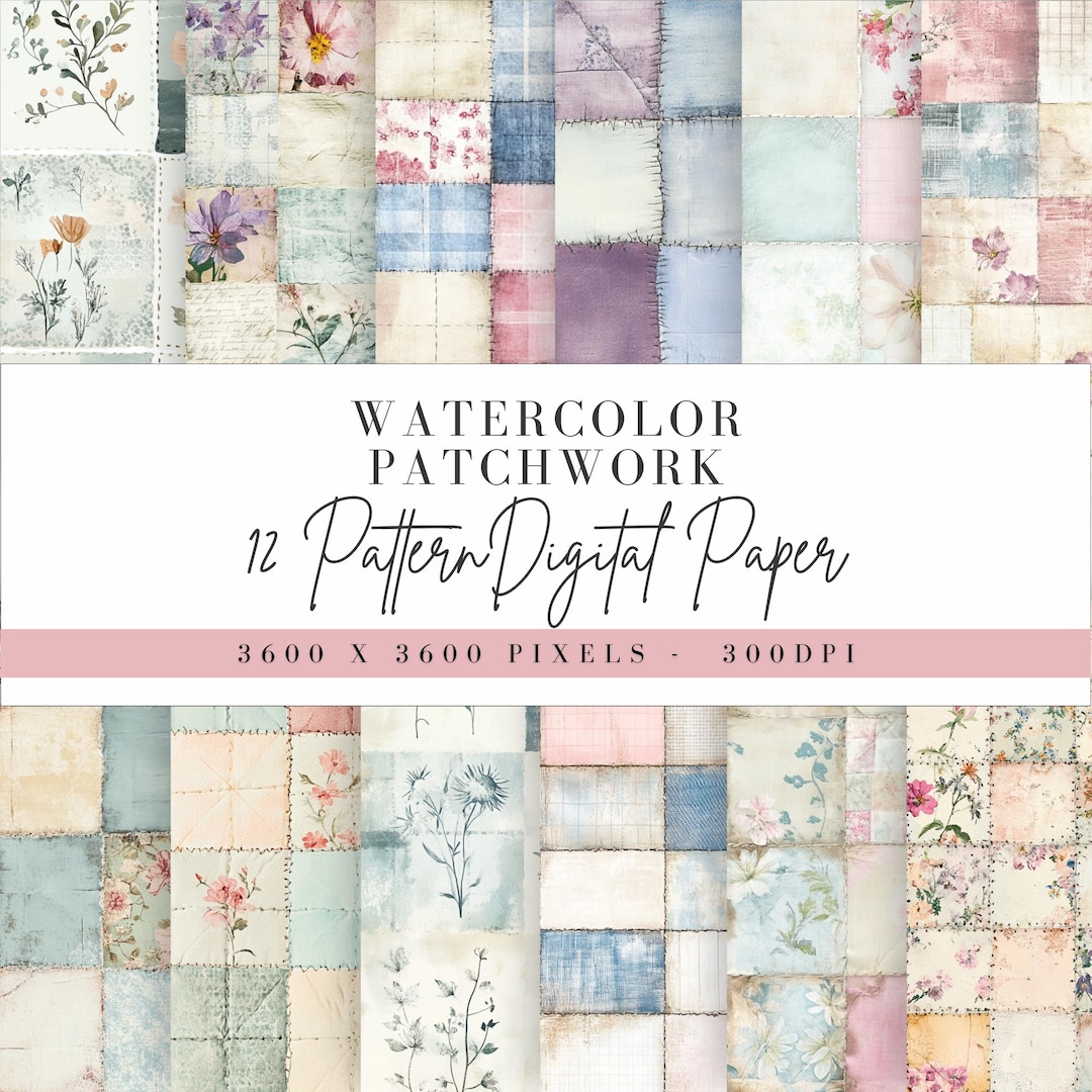 Patchwork Digital Papers, Quilted Stitch Pattern Paper Background ...