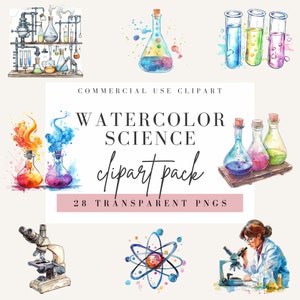 Clipart de aquarela científica, professor de ciências, aula de química, download instantâneo de tubo de ensaio, clipart escolar, uso comercial transparente PNG