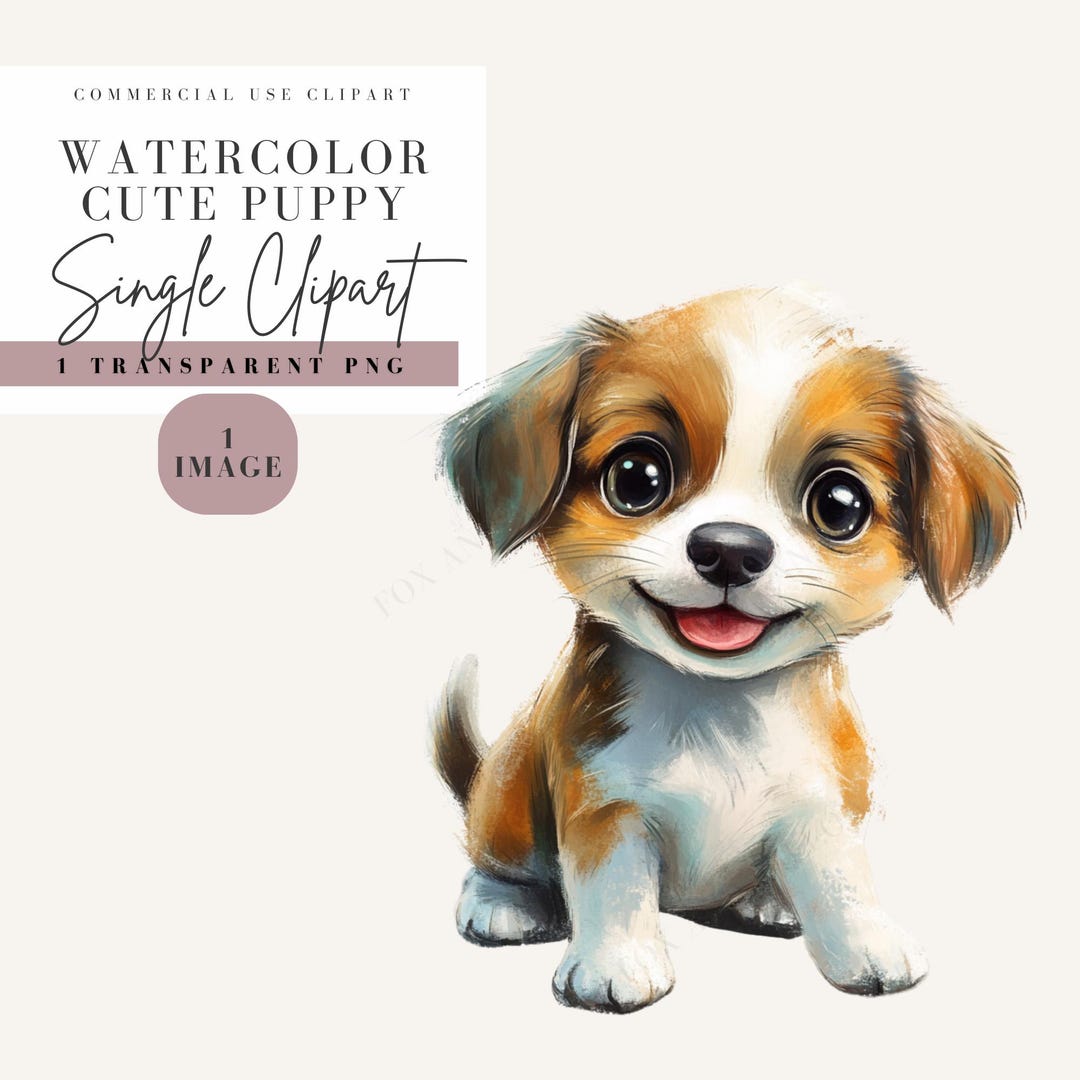 Cute Puppy Clipart, Cartoon Dog Clip Art, Whimsical Pet Animal Design ...