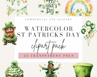 St Patricks Day Clipart, Watercolor Style, Leprechaun Hat Clip Art, Irish St Paddy’s Decor, Transparent Background, Commercial Use PNG