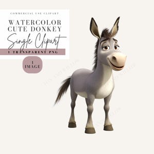 Niedliche Esel Clipart, Baby Tier Clip Art, wunderliche Maultier Design, Cartoon Aquarell Stil, transparenten Hintergrund, kommerzielle Nutzung PNG