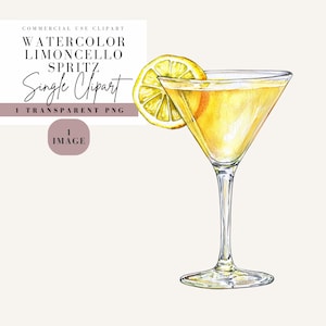 Limoncello Spritz Clipart, Aquarell-Stil, transparenter Hintergrund, kommerzielle Nutzung PNG, Signatur Cocktail Clip Art, Sommergetränk Bild