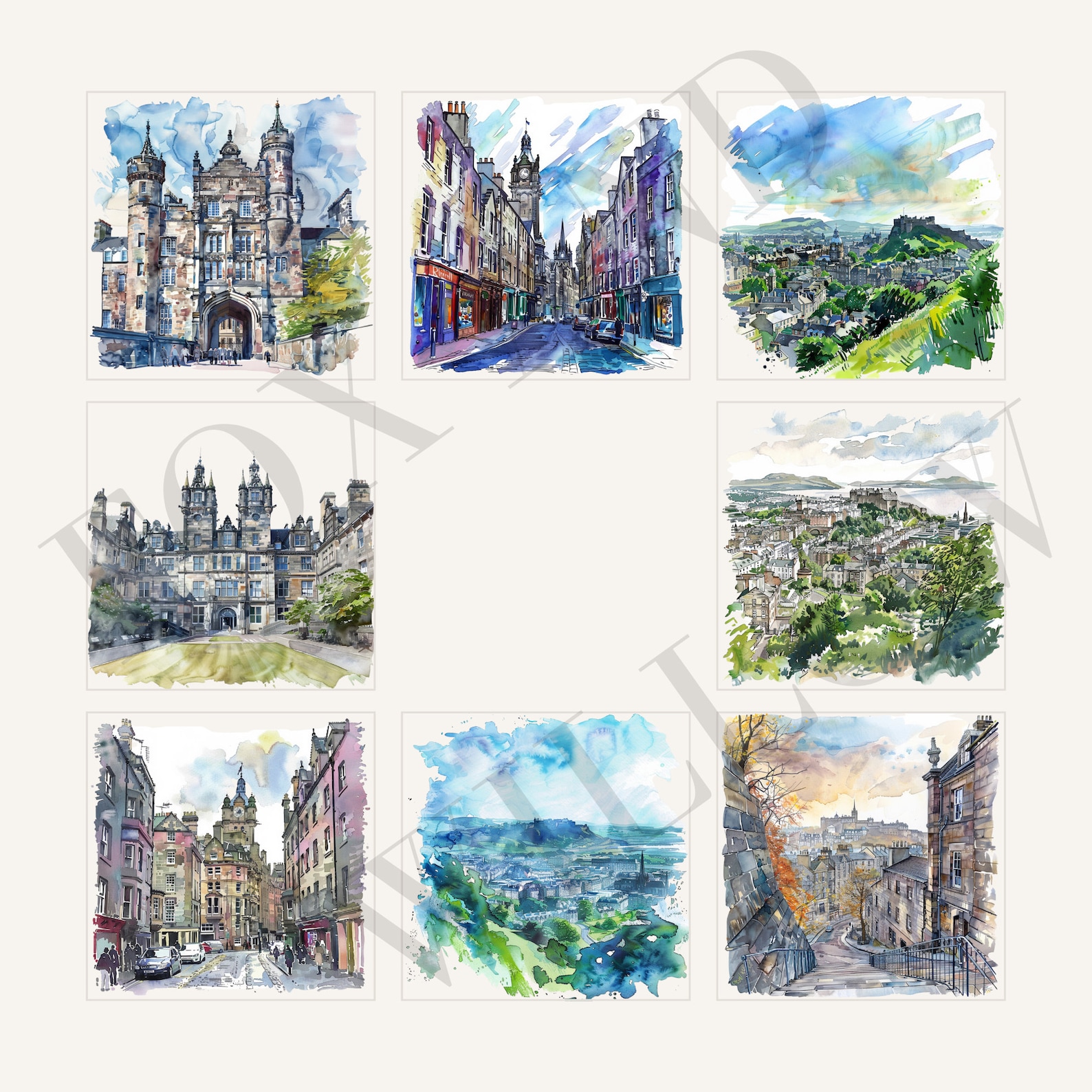 Edinburgh Clipart, Watercolor Transparent Commercial Use PNG, Bonnie ...