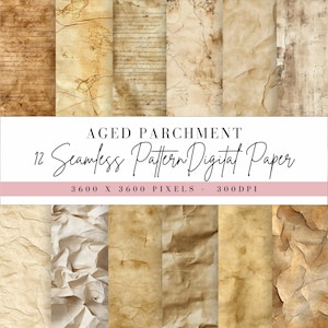Aged Parchment Digital Paper, Commercial Use PNG, Vintage Antique Design, Distressed Junk Journal Page, Background Texture Image