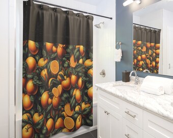 Rideau de douche orange agrumes, décoration de salle de bain à prix spécial EN SOLDE