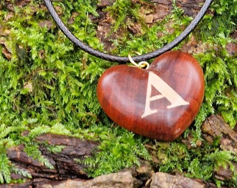 For Her: Bespoke Monogram Wooden Necklace - 27mm(W) x 23mm (H) (Small)