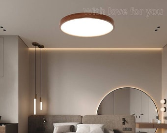Wood Ceiling Light/Flush Mount Pendant Chandelier/Round Wood Ceiling Indoor Lamp/Wall Aisle Lighting/Mounted Light Fixture/Dining Area Lamps