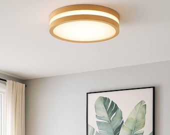 Wood Ceiling Light/Round Wood Ceiling Indoor Lamp/Flush Mount Pendant Chandelier/Wall Aisle Lighting/Mounted Light Fixture/Dining Area Lamps