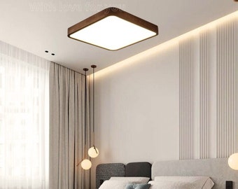 Ceiling lamp fixture/Surface Mount LED pendant Lights/Wood Indoor Lighting/Round Square Pendant Lamps For Living Room/Wooden ceiling light