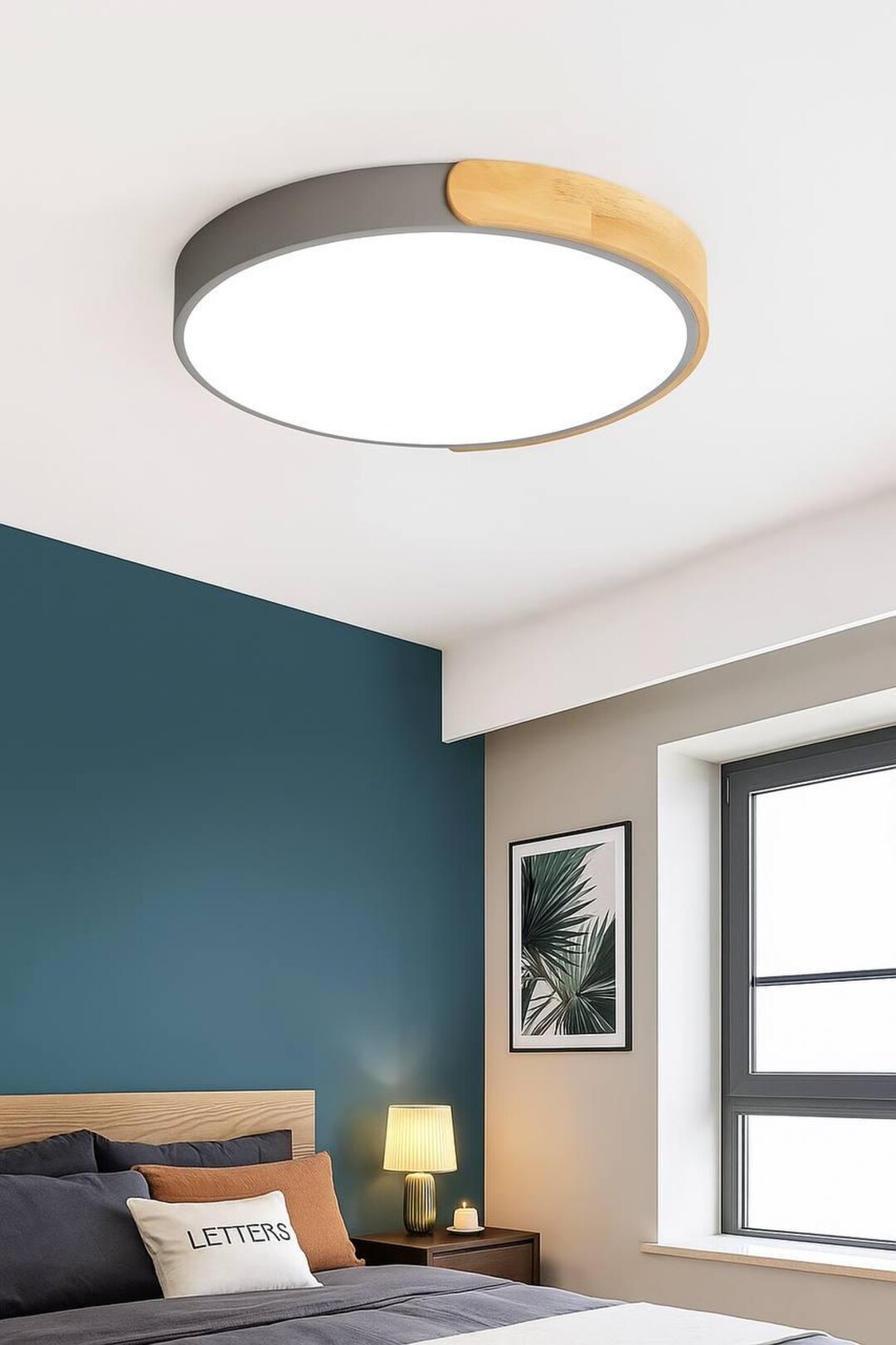 BOKT Minimalist Ceiling Light 19.7\" White Mid Century Modern Ceiling...