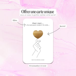 Carte à gratter motif Cœur Coréen, à personnaliser - anniversaire, gender reveal, annonce sexe bébé, déclaration d'amour, grossesse, mariage
