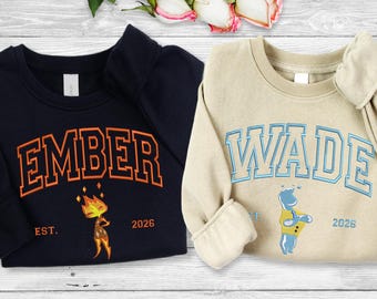 Personalized Couple Elemental Sweatshirt, Custom Ember Wade Crewneck Gift