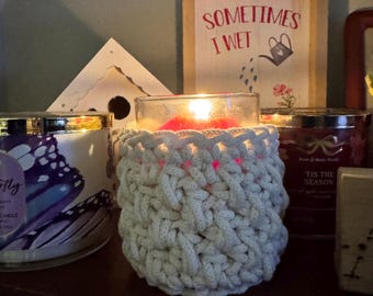 Crochet candle holder, single wick candle holder, crochet, candle, gift, decor, remote holder, remote caddy