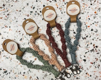 Handmade Macrame Wristlet Keychain & Boho Bag Charm - Eco-Friendly Cotton Cord