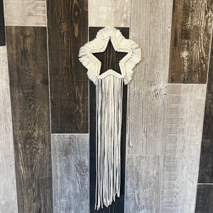 Handmade macrame wishing star wall or window hanging perfect for nursery or bedroom