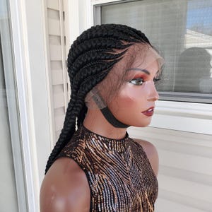 Synthetic lace front Braided Wigs for Women, Cornrow Braided Wigs, All Back Cornrows,Full Lace Braided Wig With Baby Hair, Black