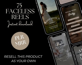 75 Premium Faceless Reels, Master Resell Rights, PLR, Professional DoneForYou design, Canva templates, digital products, Faceless marketing
