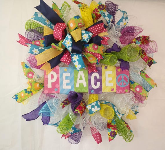 Retro "Peace" Wreath In Vivid Colors