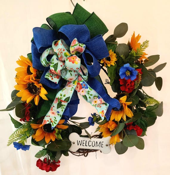 Vibrant Welcome Wreath with Bright Flowers