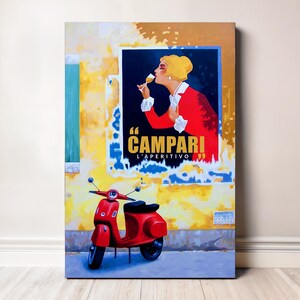 Campari L’Aperitivo - Póster retro italiano - Arte mural vintage - Decoración de bar - Arte pop italiano - Aperitivo
