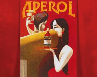 Aperol - Vintage Poster - Retro Bar Decor - Italian Advertisement Print - Aperol Spritz - Kitchen & Lounge Poster