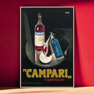 Campari L’Aperitivo - Retro Italian Poster - Vintage Wall Art - Bar Decor - Pop Art Italy - Aperitif