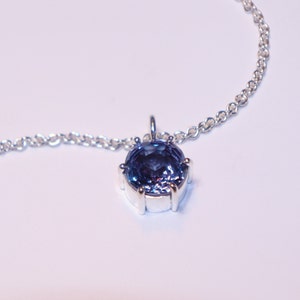 Concave Cut Purple Sapphire with 24" Round Cable Chain in Sterling Silver