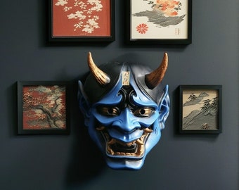 Masque guerrier japonais, masque Hannya, fait main, cadeau pour lui, masque Oni, masque cosplay