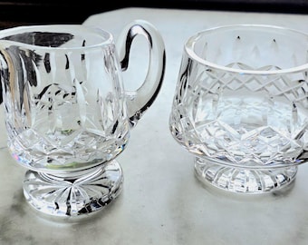Waterford crystal Lismore footed open sugar and creamer set.