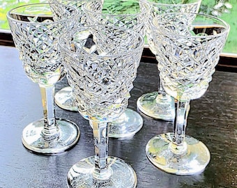 Vintage set of six Waterford crystal Alana pattern cordial glasses.