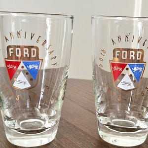 Pair 1953 Vintage Libbey Ford 50th anniversary collectible glasses 1903-1953.