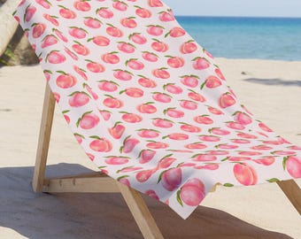 Peach Pattern Beach Towel | Pink Peach Print Beach Towel