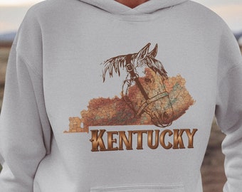 Kentucky Horse Hoodie: Unisex Cotton-Blend Pullover Sweatshirt