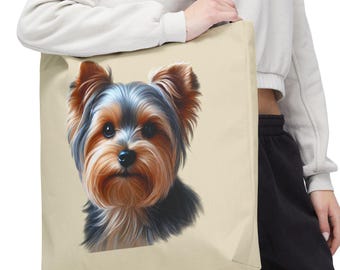 Yorkshire Terrier Portrait Tote Bag | Cute Yorkie Face, Dog Lover Accessory
