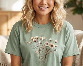 Dried Wildflower Bouquet T-Shirt | Minimal Botanical Floral Tee