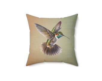 Almohada cuadrada de poliéster colibrí