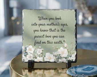 Purest Love Quote Slate Desk Plaque | Floral Mother's Day Home Decor, Mother's Day Gift