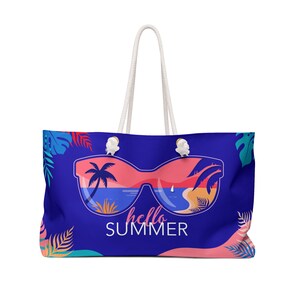 Sunglass Summertime Fun Weekender Bag / Beach Tote Oversized Tote Gift for Mom Gift for Her
