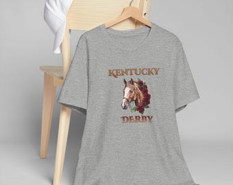 Kentucky Derby Horse Head with Roses T-Shirt | Racing Track Style