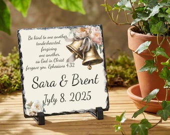 Personalized Wedding Keepsake Slate Desk Plaque, Wedding Gift