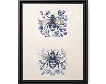 Just Bee Blue Matte Canvas, Black Frame Home Decor Gift for Mom