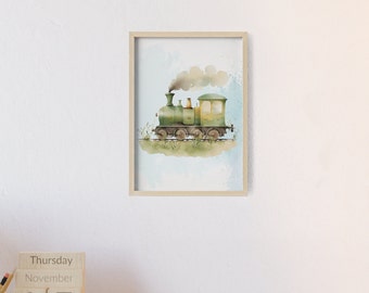 Nursery Posters with Wooden Frame of Train Gift for Baby Decor for Nusery Gift for Mom to Be Framed Art for Nursery