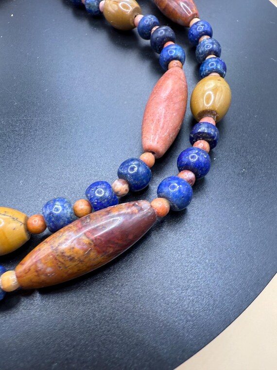 Antique Lapis Lazuli, Carnelian and Agate Necklac… - image 5