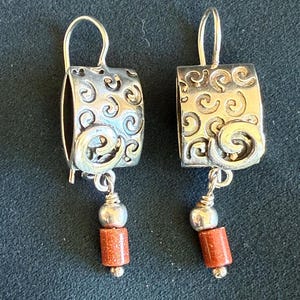 Sipalda Sterling Silver Earrings with Goldstone Beads