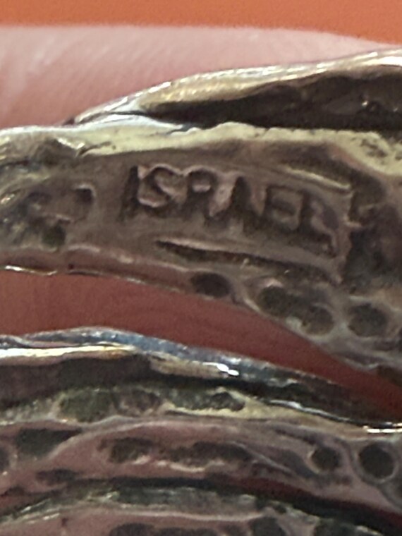 Chunky Silver Textured Wrap Ring-Brutalist Design… - image 5