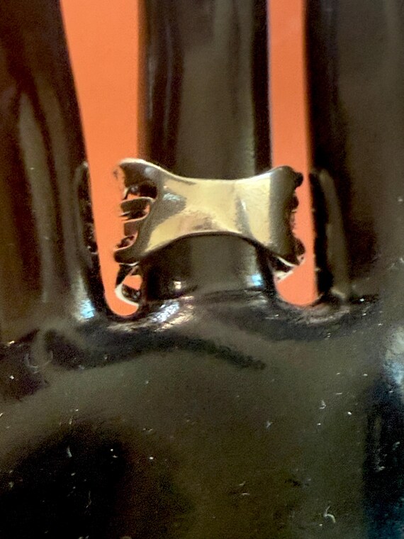 Chunky Silver Textured Wrap Ring-Brutalist Design… - image 9