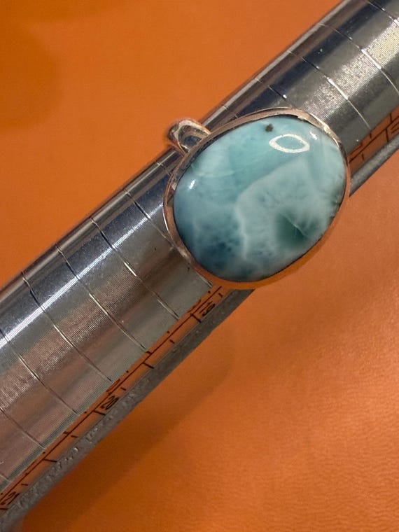 Larimar Sterling Silver Statement Ring Size 7 - image 11