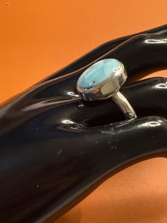 Larimar Sterling Silver Statement Ring Size 7 - image 8