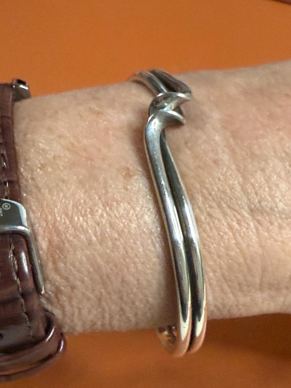 Heavy Sterling Silver Double Wave Open Twist Cuff… - image 8